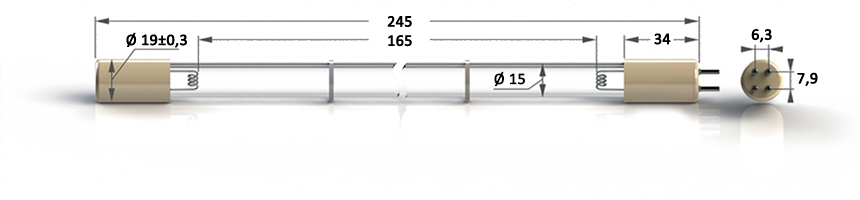 GPH245T5L/4P 12W  0,425A  245mm